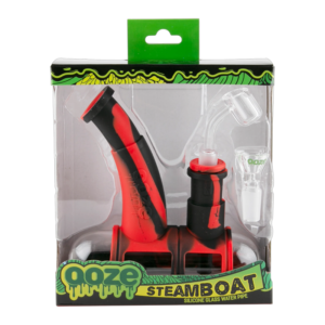 OOZE STEAMBOAT SILICONE GLASS WATER PIPE RED BLACK