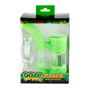 OOZE STACK SILICONE GLASS WATER PIPE GREEN GLOW