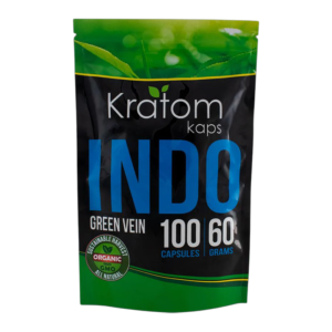 KRATOM KAPS GREEN VEIN INDO 60GM 100CT CAPSULES BAG