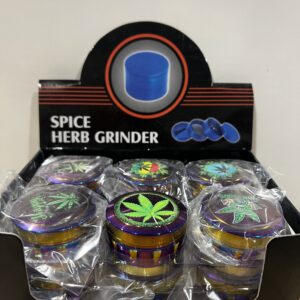GRINDER 3PT SPICE HERB RAINBOW LEAF ON TOP (12CT) GRZ23036