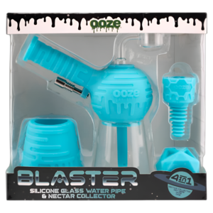 OOZE BLASTER SILICONE GLASS WATER PIPE & NECTOR COLLECTOR - AQUA TEAL