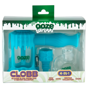 OOZE CLOBB SILICONE WATER PIPE & NECTAR COLLECTOR AQUA TEAL