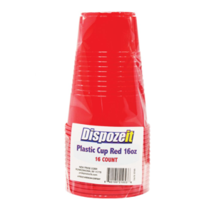 DISPOZEIT PLASTIC CUP 16CT RED