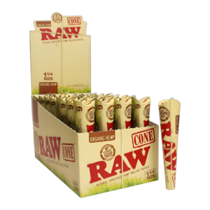 RAW CONES 11/4 6 PACK ORGANIC HEMP 32 PER BOX