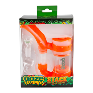 OOZE STACK SILICONE GLASS WATER PIPE ORANGE CLEAR