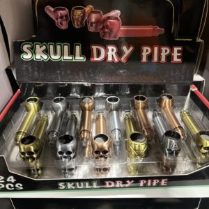METAL SKULL DRY PIPE GOLD & SILVER 24851