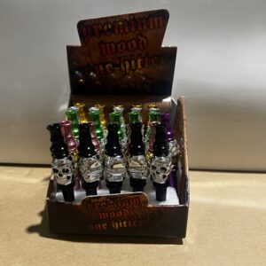 METAL PIPE HOLDER TOBBACO SKULL SILVER HEAD  (20CT) BAT1023