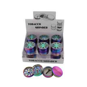 RAINBOW COLOR TOBACCO GRINDER 4 PART 50MM -BOX OF 12 (GRZ23015)