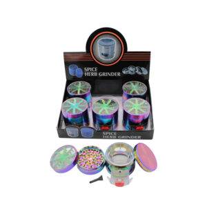 RAINBOW COLOR SIDE DRAWER WITH CLEAR TOP GRINDER 63MM 4 PART -BOX OF 6 (GRZ21171)