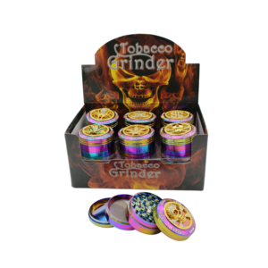 RAINBOW GRINDER WITH TOP STONE DESIGN 52MM 4 PART (SPIDER/SKULL/FROG)-BOX OF 12