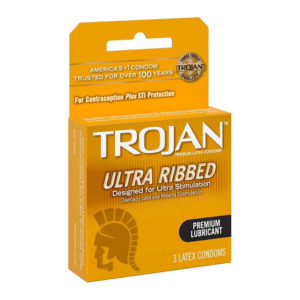 TROJAN ULTRA RIBBED YELLOW (6PK)