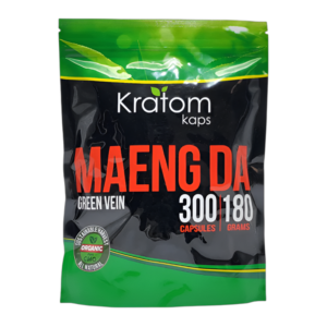 KRATOM KAPS GREEN VEIN MAENG DA 180GM 300CT CAPSULES BAG