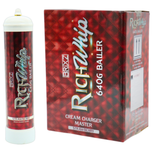 BRIXZ NYC RICH WHIP CREAM CHARGERS 640G CYLINDER STRAWBERRY -BOX OF 6