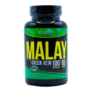 KRATOM KAPS GREEN VEIN MALAY 60GM 100CT CAPSULES BOTTLE