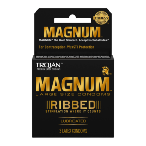 TROJAN BLACK  MAGNUM RIBBED (6PK)