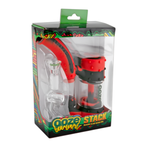 OOZE STACK SILICONE GLASS WATER PIPE RED BLACK